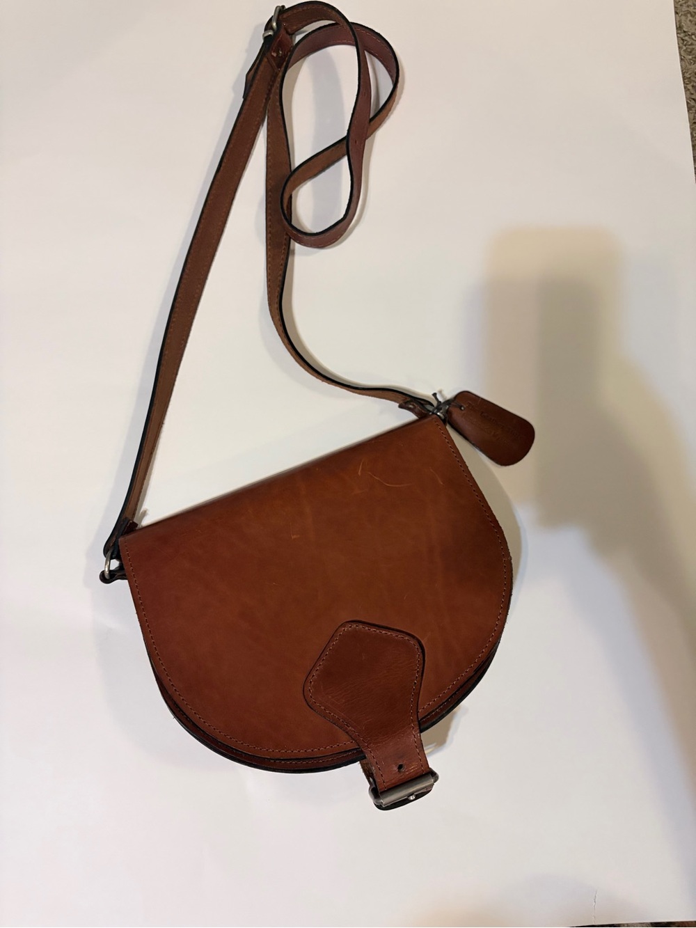 Brown Leather Crossbody Saddle Bag - the leather store